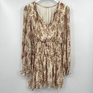 By Together Cream and Brown Floral Mini Dress